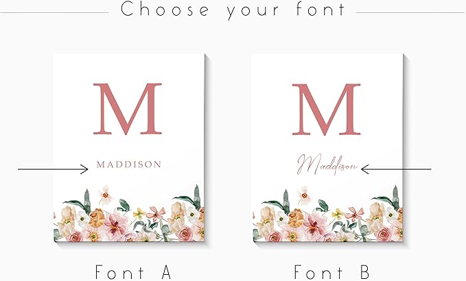 Personalized Name Flower Nursery Wall Art Prints, Crib & Nursery décor, Newborn Baby Girl Gift Present, Floral Baby Girl Room Pictures, Poster For Baby And Kids (1 Print, Flower 8)