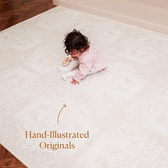 Toddlekind Playmat - Premium Foam Playmat 4 x 6 feet 6 Tile Extra Thick Foam Floor Puzzle Mat for Babies/Toddlers Stylish Non-Toxic Odorless. Perfect for Tummy Time Crawling and Play. 0m+ (off white)