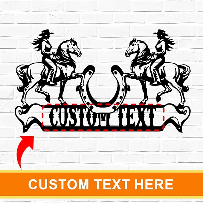 Personalized Cowgirl Horse Metal Sign – Custom Name Rustic Farmhouse & Western Home Decor, Handcrafted Wall Art