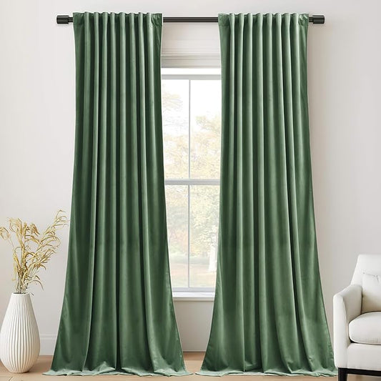 StangH Emerald Green Velvet Curtains Room Darkening Soft Drapes with Back Tab for Bedroom Living Room Home Theater Thermal Insulated Window Treatment Energy Efficient, 52x108 Inch, 2 Panels