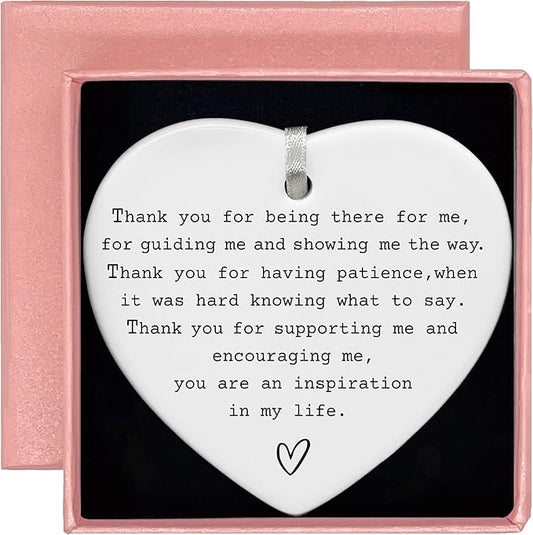Heart Shaped Christmas Ornament-Appreciation Gift for Teacher Godparent Psychologist Mom Dad Mentor Coach Leader Boss Best Friend-Thanksgiving New Year Thank You Keepsake for Women Men