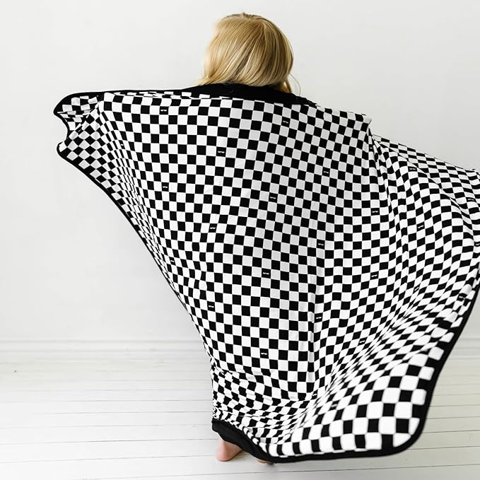 Little Sleepies Cloud Blanket, Soft Viscose from Bamboo Toddler & Baby Blanket for Boys & Girls, Lightweight, Perfect for Hot Sleepers, 50" x 50", Large (Cool Checks)