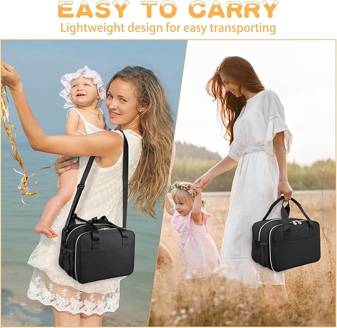 Wearable Breast Pump Bag, Breast Milk Cooler Bags with with Insulated Compartment & Waterproof Mat, Pumping Bag Compatible with Momcozy, Medela, Willow and Elvie Pumps, Black