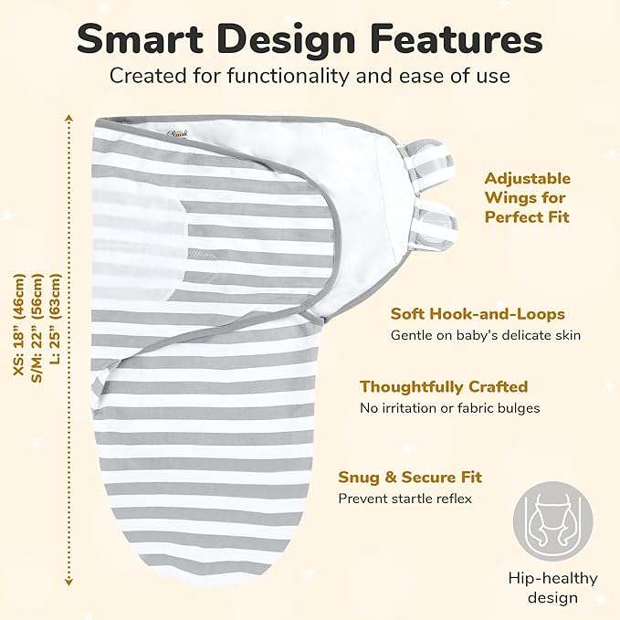 Mama Cheetah Baby Swaddle Sack 3-6 Month, Organic Cotton Swaddle Sleep Sack, Infant Swaddle Blanket Wrap for Large Babies, Baby Essentials, Easy Swaddles for Boy Girl, 4-Pack