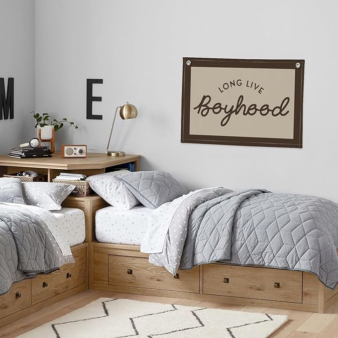 Long Live Boyhood Banner, Boy Nursery Decor, Canvas Banner Wall Hanging Flag Decor for Nursery Playroom Toddler Room, Boys Kids Room - Brown