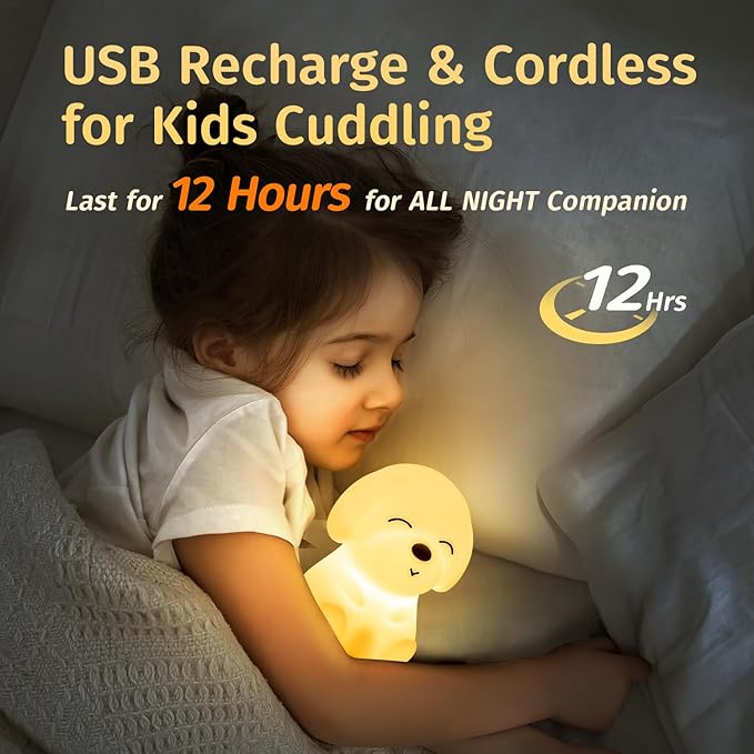 Mubarek Kids Night Light Cute Lamp, Remote+16 Colors Night Lamp for Bedroom, Dimmable Night Light, Timer for Kids Lamp, Battery Operated Kawaii Room Decor,Cute Dog Gifts Small Size