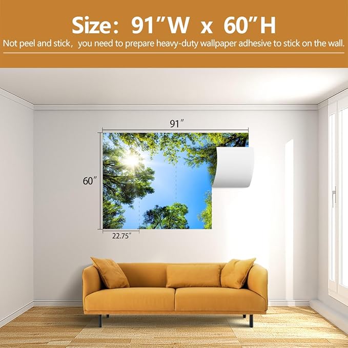 Ceiling Wallpaper Forest Sky for Living Room Bedroom Bathroom（Not Peel and Stick）