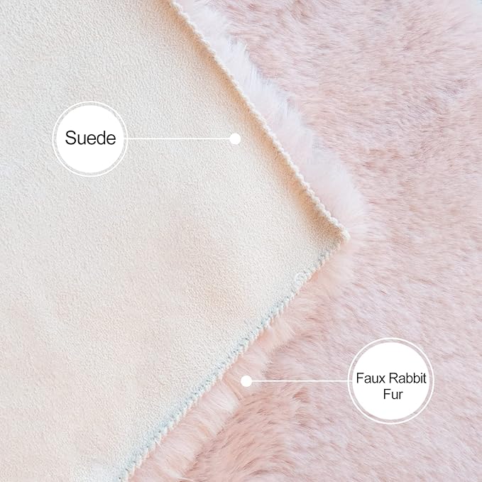 Living Room Rugs 8x10 Area Rugs for Bedroom Pink Shag Washable Faux Rabbit Fluffy Fur Rug Large Boho Nursery Rug