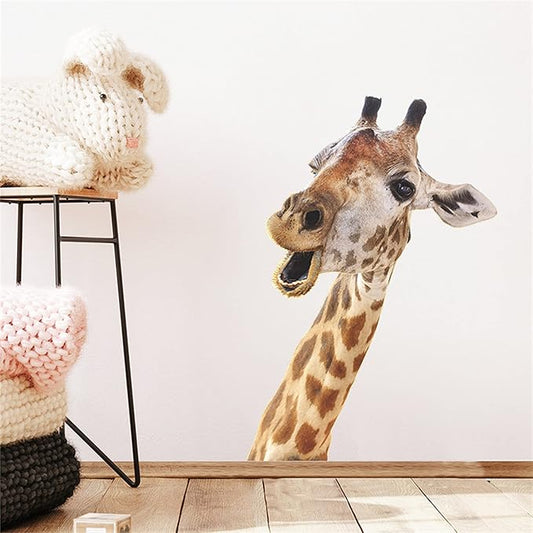 ROFARSO Lifelike Cute Lovely Giraffe Animal Wall Stickers Removable Wall Decals Peel and Stick Wall Art Decorations Home Decor for Kid Nursery Baby Bedroom Living Room Playing Room Murals