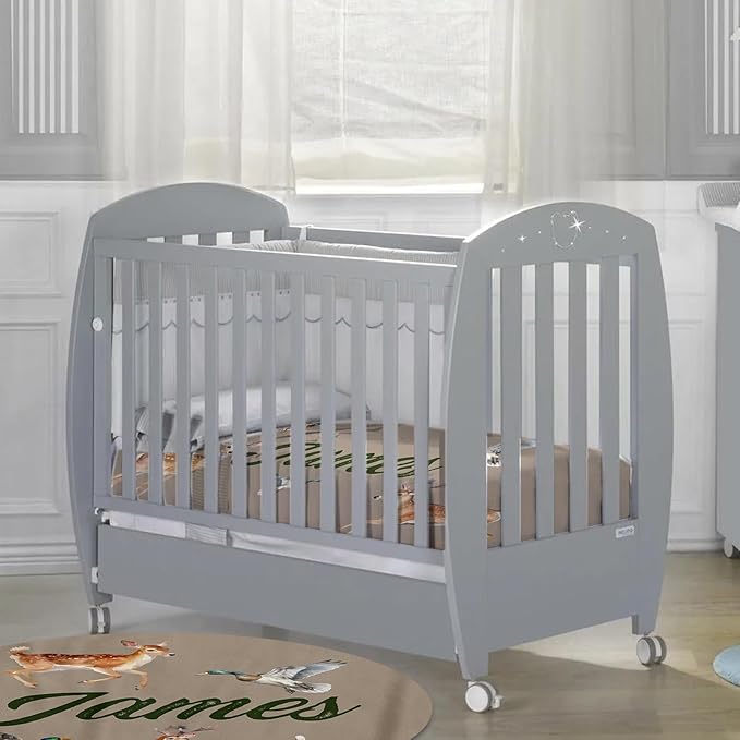 Custom Baby Crib Bedding Set - Green Deer Design Personalized Name Baby Nursery Bedding 3 Pcs Set - Chic Soft Blanket, Fitted Sheet, Room Rug for Newborns Boys Girls Gifts