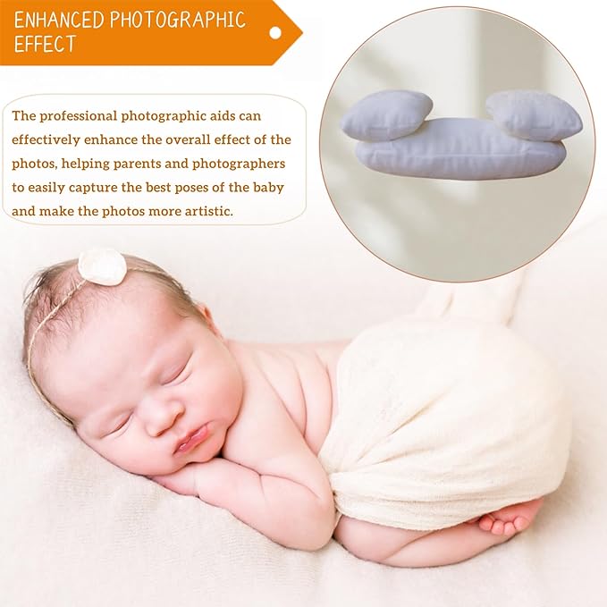 3 PCS Newborn Photography Props, 0-3 Months Baby Posing Pillow, DIY Newborn Professional Photograph Shoot Set (White)