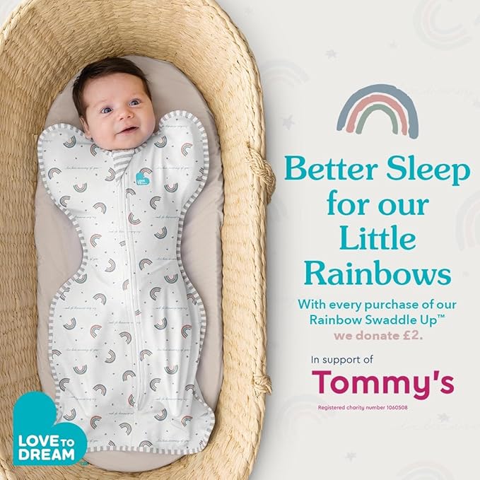 Love to Dream Swaddle UP, Baby Sleep Sack, Self-Soothing Swaddles for Newborns, Improves Sleep, Snug Fit Helps Calm Startle Reflex, New Born Essentials for Baby, 1.0 TOG, 13-19 lbs, Rainbow Dream