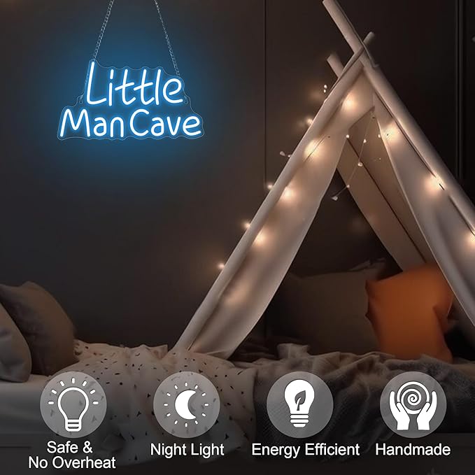 YuanDian Little Man Cave Neon Sign, Neon Lights for Bedroom Gamer Room Wall Decor, Gift Ideas for Teen Boys Nephew Son Grandson