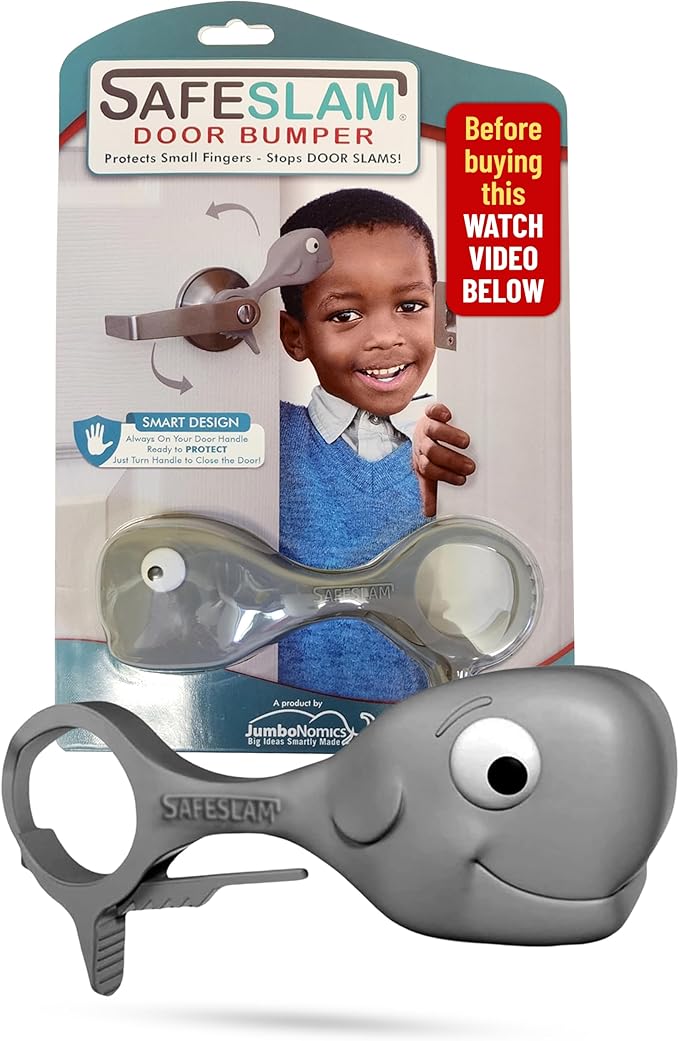 Baby Proofing Door Stopper, Door Pinch Guards Protect Child Fingers & PET Tails. Baby Safety Finger Protectors Prevent Pinch Injuries – Kids and Adults Love Whale Pinch Guard (Grey)