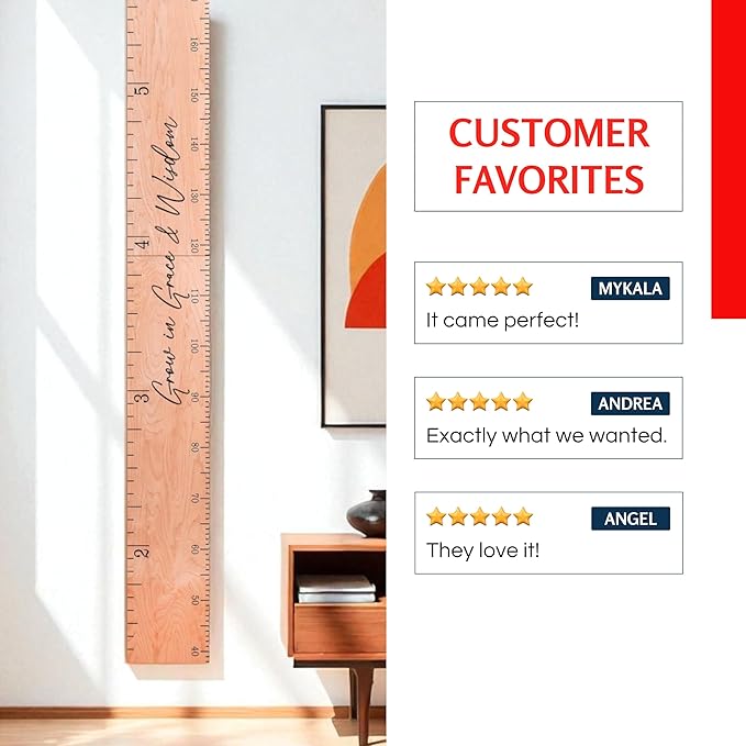 Headwaters Studio Personalized Wooden Growth Chart for Kids – Wall Height Ruler for Child Growth Tracking – Wooden Height Chart for Boys & Girls, Nursery & Home Decor Multiple Sizes & Colors
