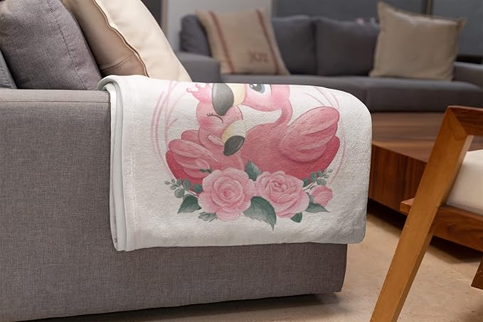 Personalized Baby Blankets with Name | Custom Flamingo Blanket for Girl and Baby Boy | Unisex Warm Soft Fleece Swaddle Blanket Minky | (Flamingo, Fleece 60"x80")