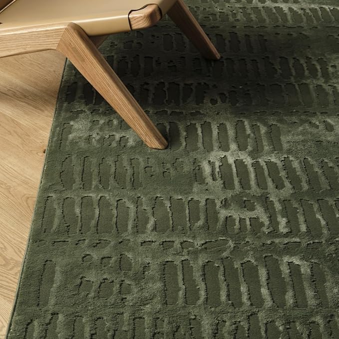 Revival Rugs Shell 2'7"x9' Machine Washable Runner Rug for Hallway Entryway - 100% Recycled Oeko-TEX Certified, Medium Pile, Green
