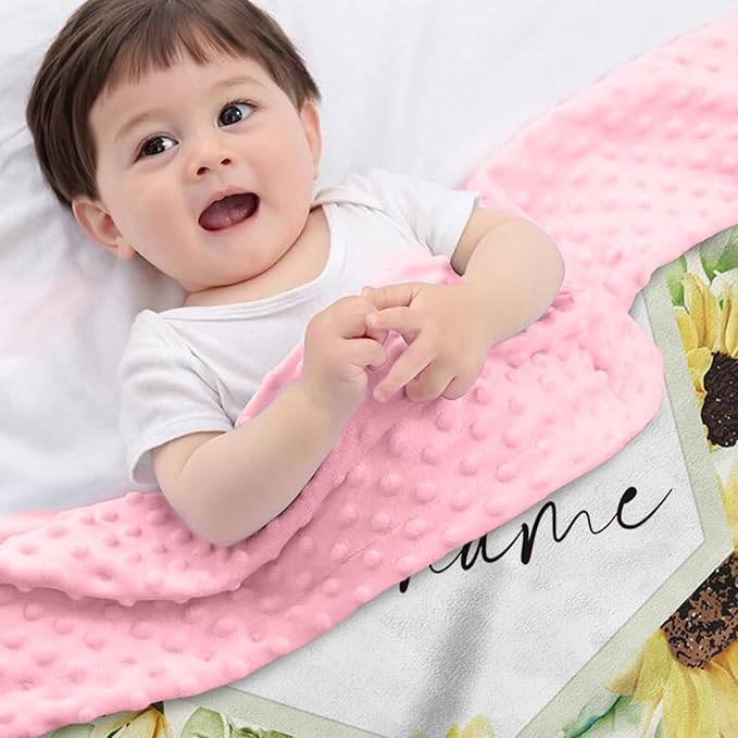 Personalized Baby Blankets for Boys Girls, Custom Name Yellow Bee Design Baby Blanket, Soft Receiving Blanket for Newborns and Toddlers, Ideal for Baby Showers and Nursery Decor