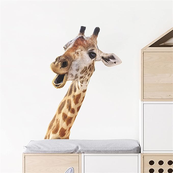 ROFARSO Lifelike Cute Lovely Giraffe Animal Wall Stickers Removable Wall Decals Peel and Stick Wall Art Decorations Home Decor for Kid Nursery Baby Bedroom Living Room Playing Room Murals
