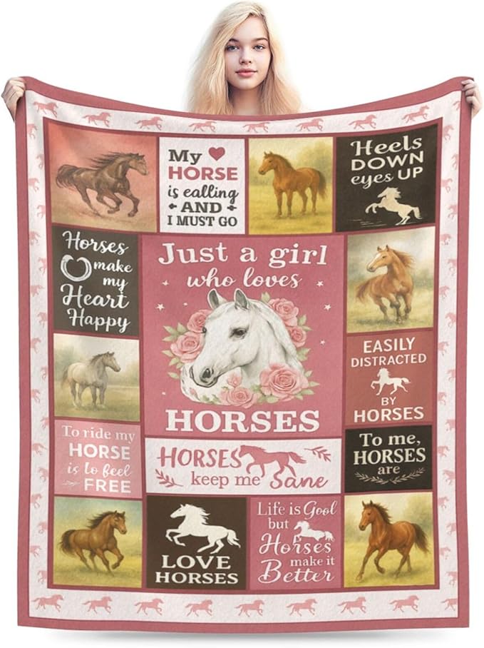 Horse Blanket Gifts for Girls Women Farm Horses Throw Blanket Fuzzy Plush Super Fleece Plush Soft Cozy Warm Stuff Animal Bedding Toddler Nursery Baby Blankets for Boys Kids Adult Men 40"X50"