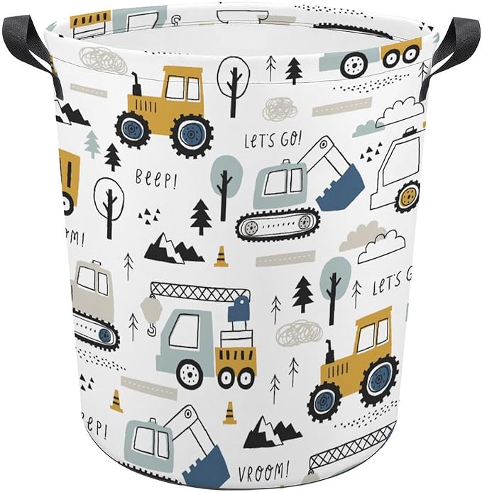 Cute Truck Tractor Kids Laundry Basket Construction Party Decorations Boys Hamper Dirty Clothes Toy Storage Bin