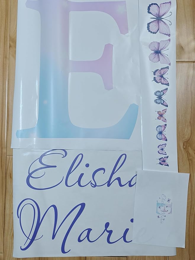 Watercolor Butterfly Name Wall Sticker, Custom Name Wall Decals for Girls Room and Nursery