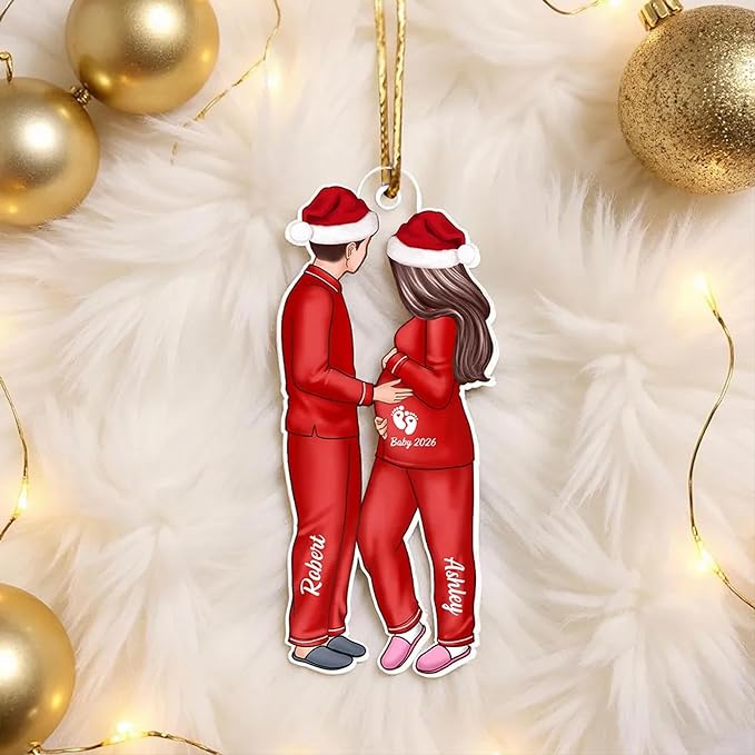 Personalized Expecting Parents Christmas Pregnancy Ornament 2025 – Custom Name Pregnancy Hanging Ornament, New Baby Announcement Xmas Tree Decoration Gift for Parents-to-Be, Family Keepsake