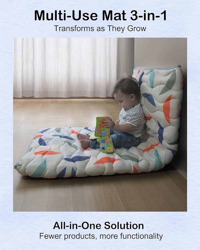 Discover The Pupilo 3-in-1 Baby Play Mat, Nap Mat & Toddler/Baby Seat– Surprising Thick Non-Slip Foam Mat. Quick and Easy Clean | Fits in Baby Playpen