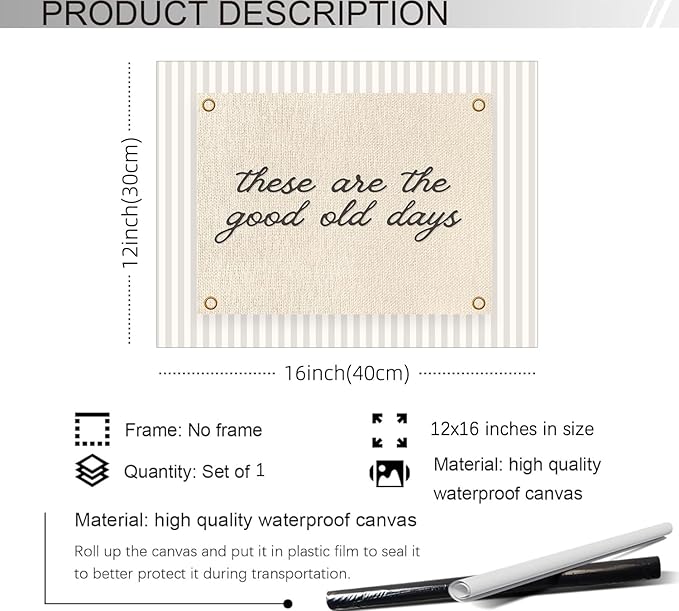 YYS These Are the Good Old Days Sign Wall Art Vintage Positive Affirmations Wall Decor Minimalist Inspirational Quotes Poster Modern Canvas Prints for Office Bedroom 12x16 inch Unframed