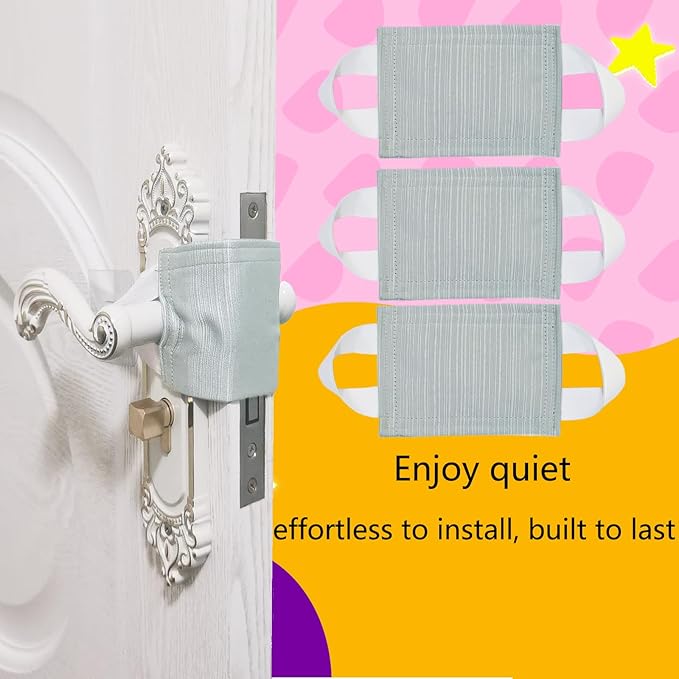 Door Latch Silencer, Quiet Door Closer Cushion, Padded Door Latch Cover for Nursery, Baby, Noise Reduced Prevent from Locking for Toddler Safety, 4.1 x 3.1 inch, Natural Teal, Pack-3