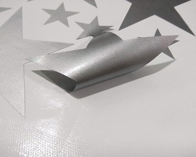 Assorted Silver Star Wall Vinyl Decals Stickers - 112pcs (1.18" to 1.97" Sizes) – Easy Peel and Stick, Perfect for Nursery, Kids Room, Bedroom Décor by BugyBagy