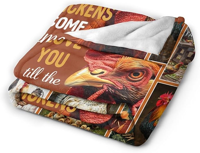 Chicken Blanket Rooster Throw Blanket Flannel Animals Stuff Merch Cozy Decor Fleece Plush Fuzzy Warm Soft Lightweight Bedding Gifts for Chicken Lover Women Men Girl Boy Couch 50"X40"