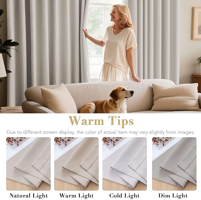 H.VERSAILTEX Ivory Curtains for Bedroom Window Treatment Blackout Thermal Insulated Room Darkening Solid Grommet Curtains/Drapes for Living Room (Set of 2 Panels, 52 by 84 Inch Long, Ivory/Cream)
