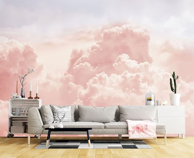 Pink Clouds Wall Mural Wallpaper for Bedroom 178" x 117"