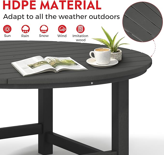 Costaelm Paradise Kids 5-Piece HDPE Outdoor Patio Round Dining Table and Chairs Set, Gray