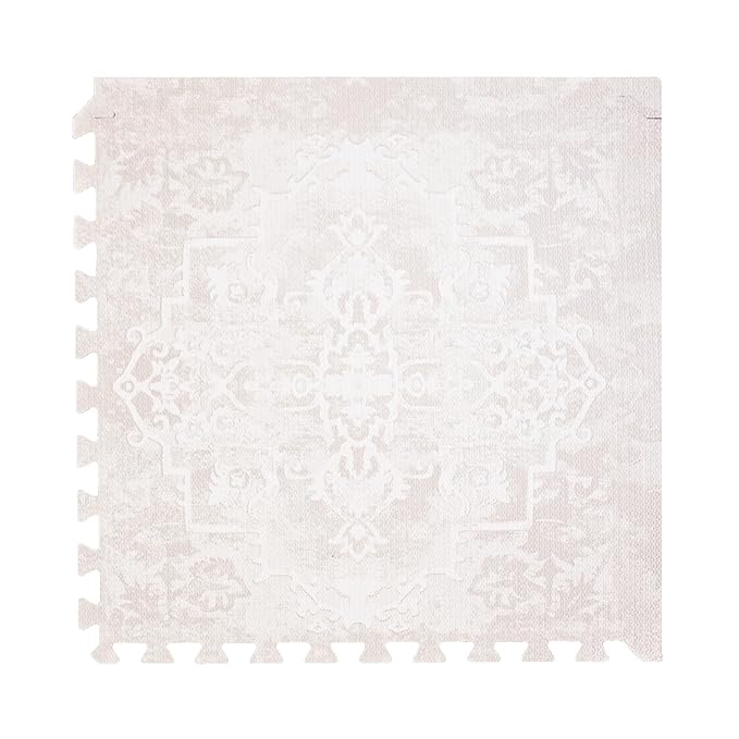 Toddlekind Playmat - Premium Foam Playmat 4 x 6 feet 6 Tile Extra Thick Foam Floor Puzzle Mat for Babies/Toddlers Stylish Non-Toxic Odorless. Perfect for Tummy Time Crawling and Play. 0m+ (off white)