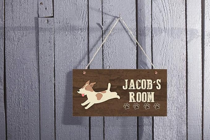 Customized Puppy Dog Sign Woodland Sign Custom Kids Name Door Sign Personalized Baby Nursery Wall Decor
