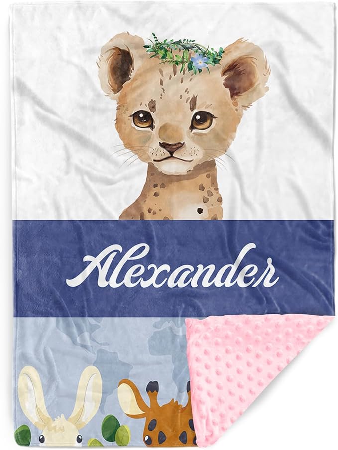 Personalized Baby Blankets for Boys Girls, Custom Name Blue Leopard Baby Blanket, Soft Receiving Blanket for Newborns and Toddlers, Ideal for Baby Showers and Nursery Decor