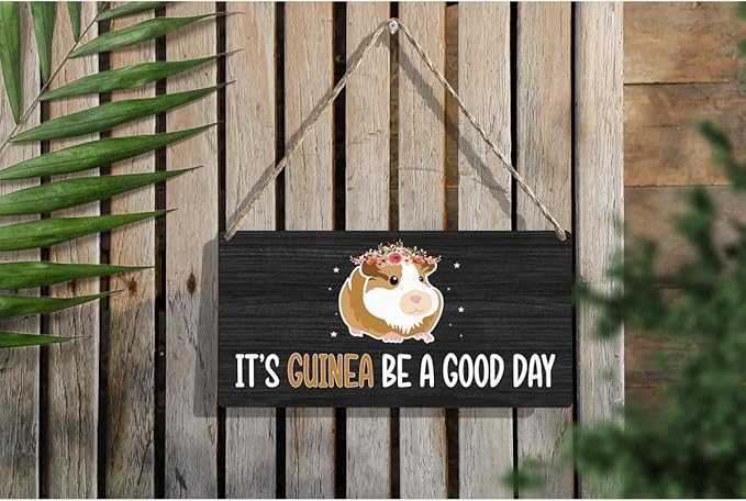 Funny Guinea Pigs Hanging Sign Wood Wall Decor for Home Office Shelf Table Desk Decor Guinea Pigs Lover Owner Gifts for Kids Girls Women Men Mom Dad 12 × 6 Inch