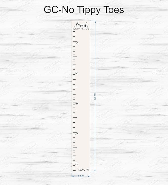 Back40Life Wooden Kids Growth Chart Ruler for Boys and Girls (No Tippy Toes - Loved Beyond Measure) (Ebony Wash)