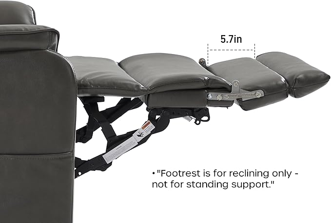 DYNOX 350 LBS Tall Man Power Dual Motor Lift Recliners Chairs for Elderly Lay Flat Lift Chair with Infinite Positions, Heat & Massage, Supports(9198L,Faux Leather,Grey)
