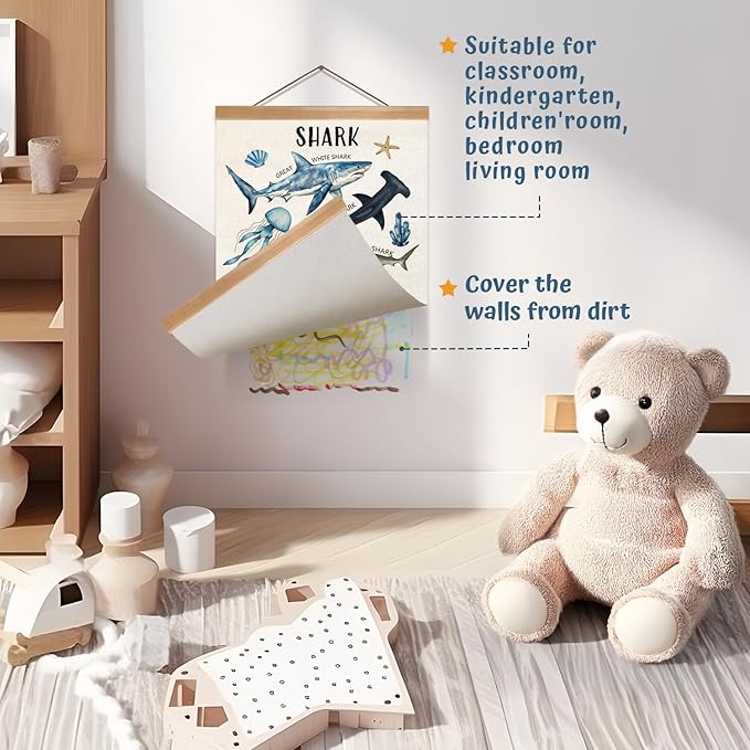ZTGDA Sharks and Whales Posters, Sea Animals Shark Posters Wall Art,Marine Sharks Decor,Ocean Educational Poster for Kid Classroom Decorations Kids Room Home Nursery Playroom, Set of 2 (Shark-1)
