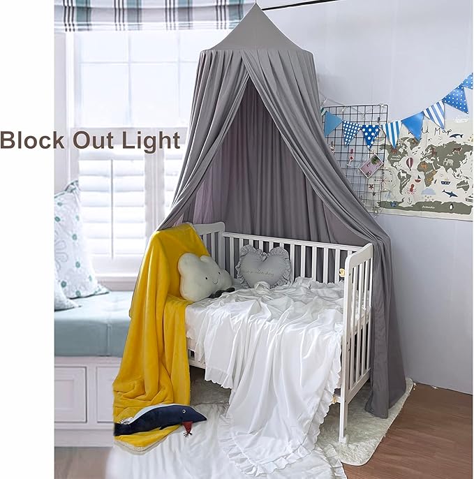 Princess Bed Canopy for Girls, Extra Large Hanging Canopy for Bed, Dreamy Play Tent for Girls Room Bedroom Decoration, Breathable Canopy Bed Curtain for Children Reading Nook - Elegant Gray