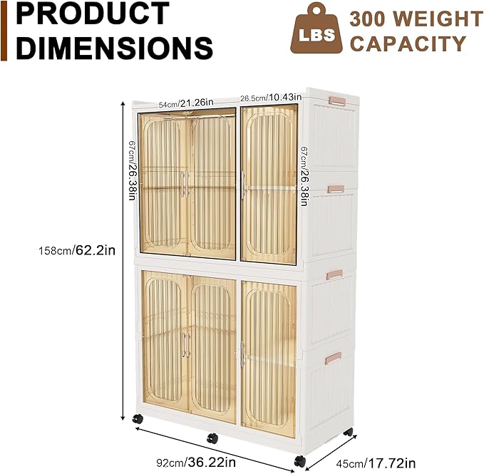 Portable Closet Wardrobe, Foldable Clothes Organizer with 6Cubes Storage, Easy Assemble Clothing Organizer with Magnet Doors, Wardrobe Storage Cabinet For Kids,Baby,Adult (36"L x 62"H(Upgrade))