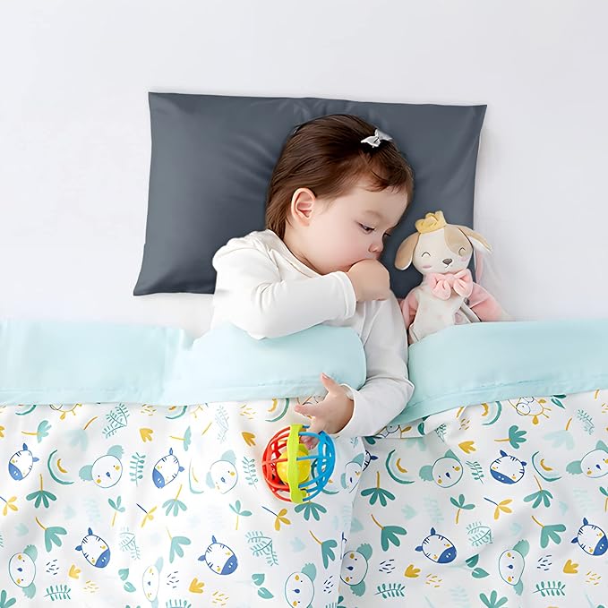 Cotton Toddler Pillowcase 14x20 Envelope: Long-Staple Cotton, Ultra Soft Breathable Durable, Travel Pillow Cover 2 Pack by Fittia