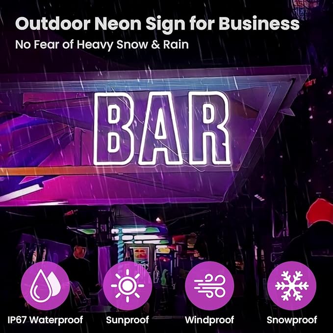 Custom Outdoor Neon Sign for Business, Large Personalized IP67 Waterproof LED Sign with Remote, Customizable Outdoor Light Up Signs Battery Operated for Backyard Patio Poolside Office Storefront Business Logo Salon Bar Party Wedding
