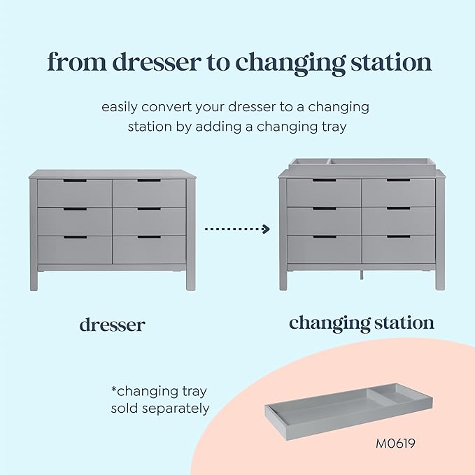 Carter's by DaVinci Colby 6-Drawer Dresser in Washed Natural, Grey, (F11926G)