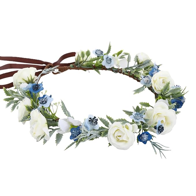 Women's White Rose Headpiece - Small Rose Starry Headband Traditional Round Headband Wedding Shooting Props Birthday Party Dance Party Decoration Renaissance Festival Crown