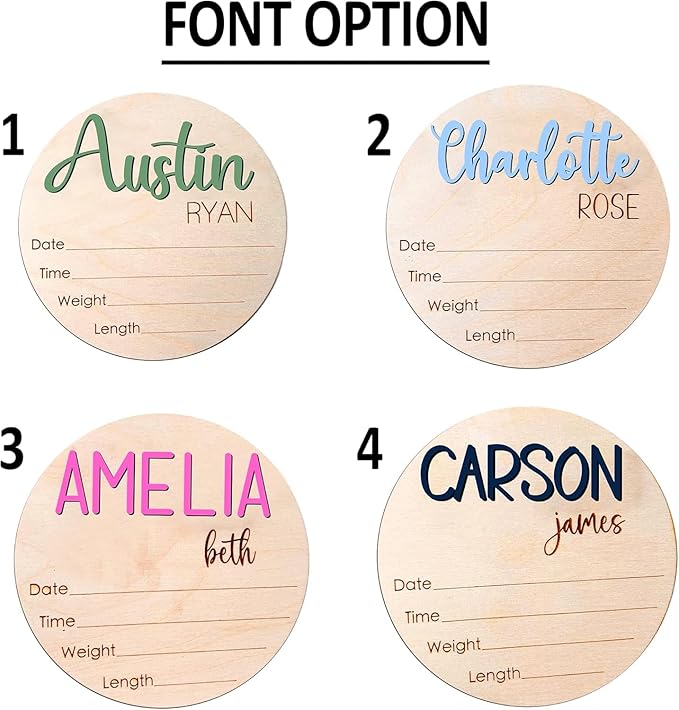 NAZENTI Personalized Baby Name Announcement Wooden Signs, Custom Birth Announcement Sign For Hospital, Baby's Arrival Gift For Decor, Birth Stat Sign, Gifts For Baby Girl Or Boy Shower