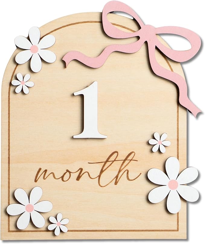 Baby Monthly Milestone Sign,1-12 Monthly Baby Milestone, Month Milestone Baby Girl, Baby Months Milestone, Newborn Photography Props Double-Sided (B14)